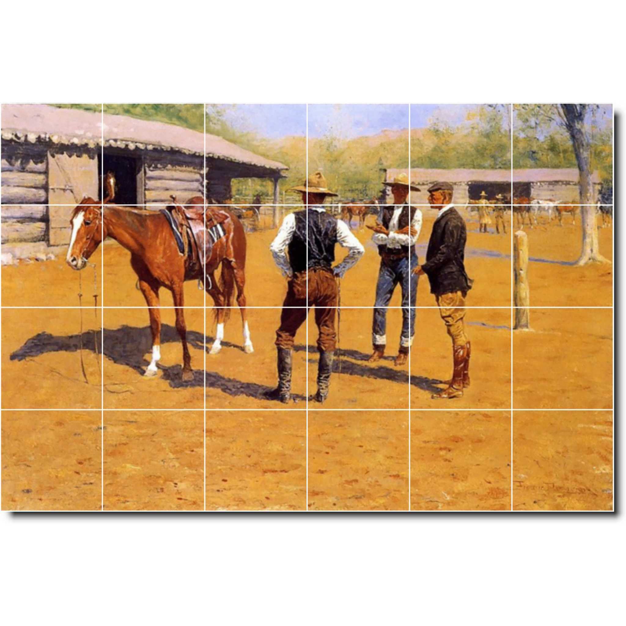frederic remington horse painting ceramic tile mural p07324