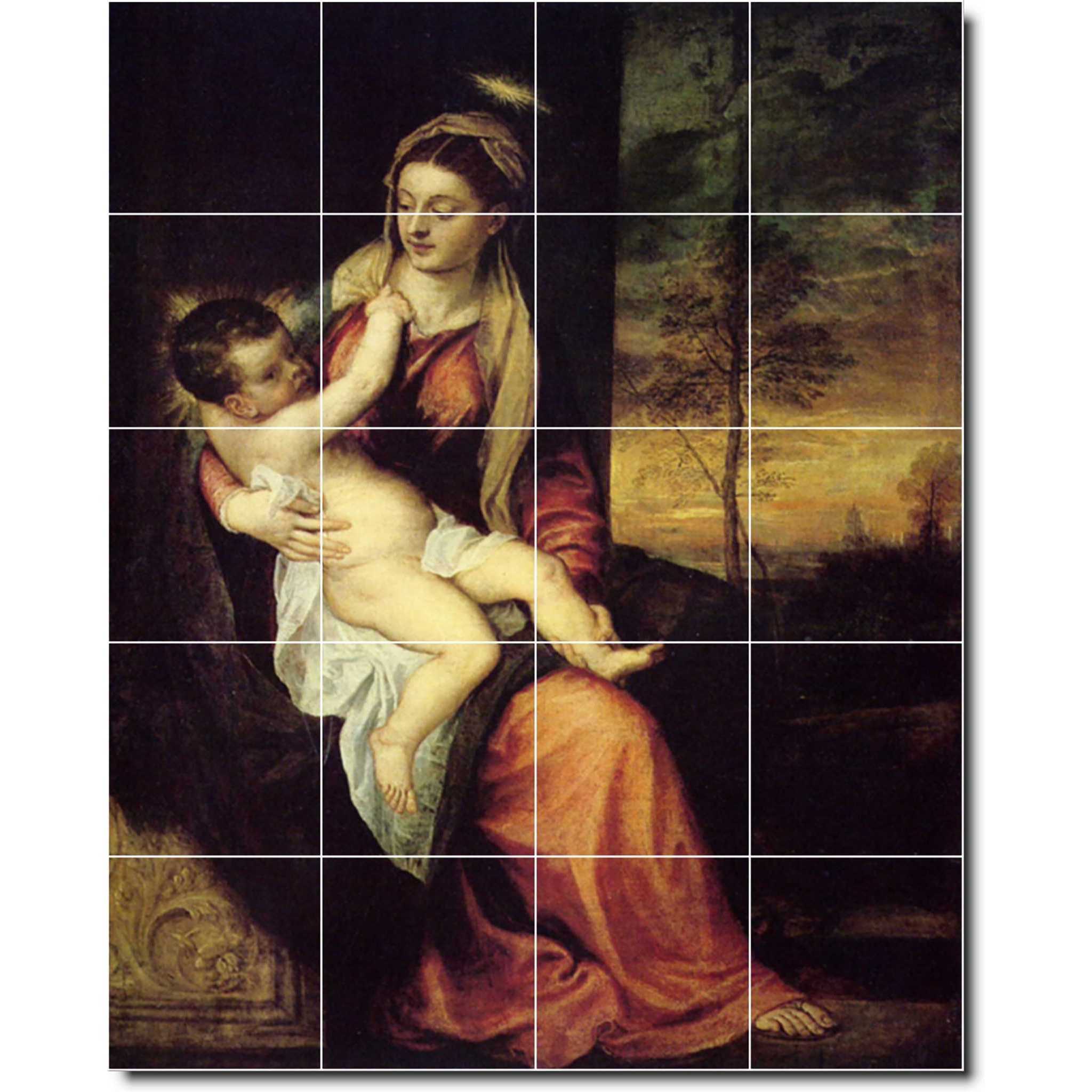 titian mother child painting ceramic tile mural p08705