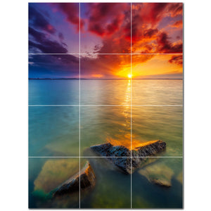 sunset ceramic tile wall mural kitchen backsplash bathroom shower p500966