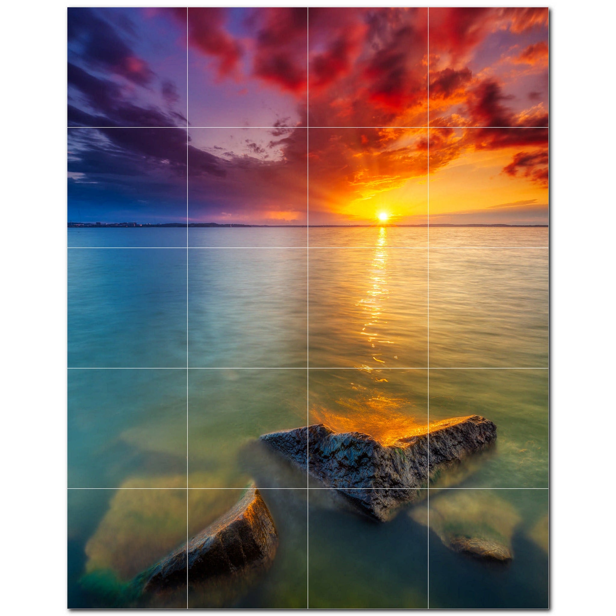 sunset ceramic tile wall mural kitchen backsplash bathroom shower p500966