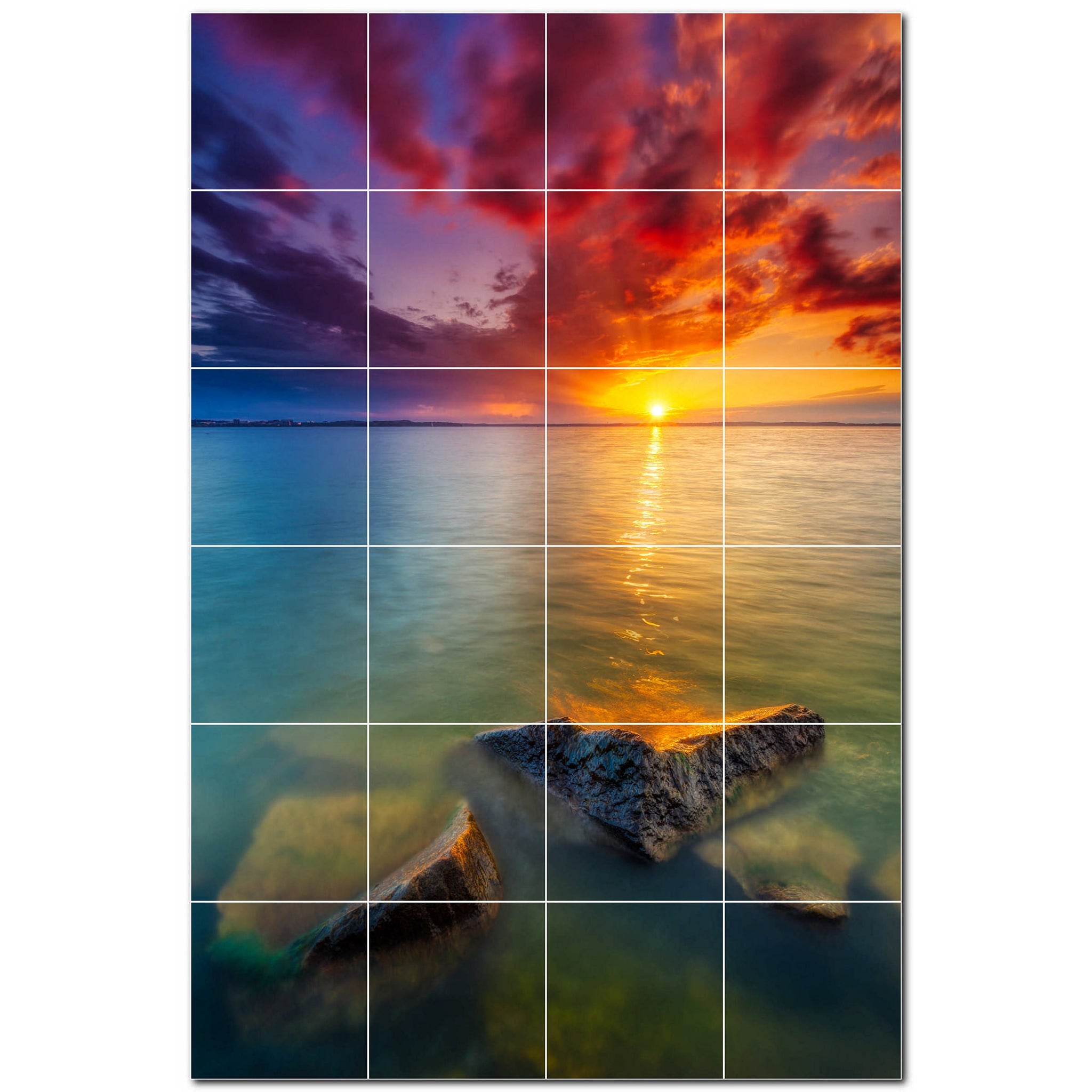 sunset ceramic tile wall mural kitchen backsplash bathroom shower p500966