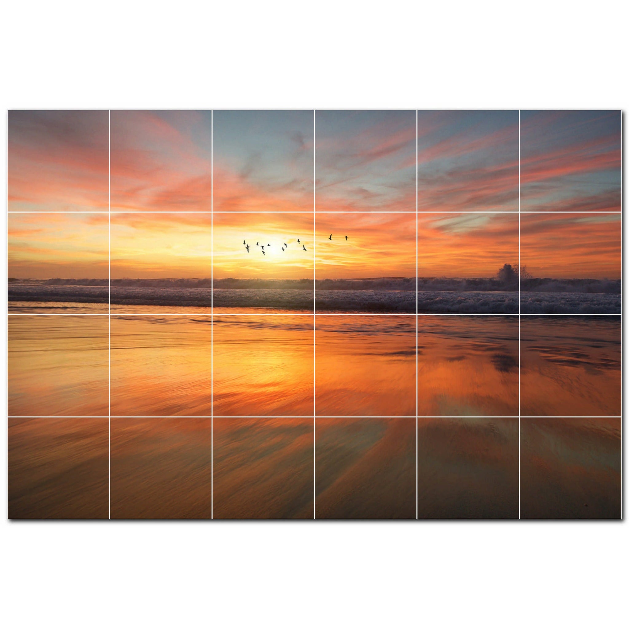 sunset ceramic tile wall mural kitchen backsplash bathroom shower p500971