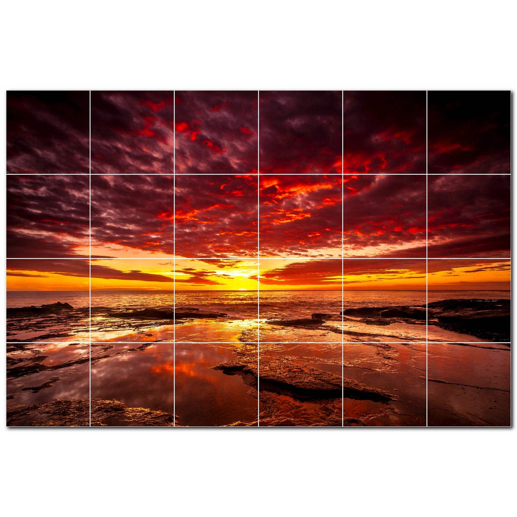 sunset ceramic tile wall mural kitchen backsplash bathroom shower p500980