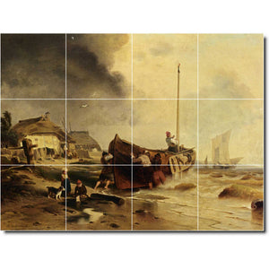 andreas achenbach waterfront painting ceramic tile mural p00002