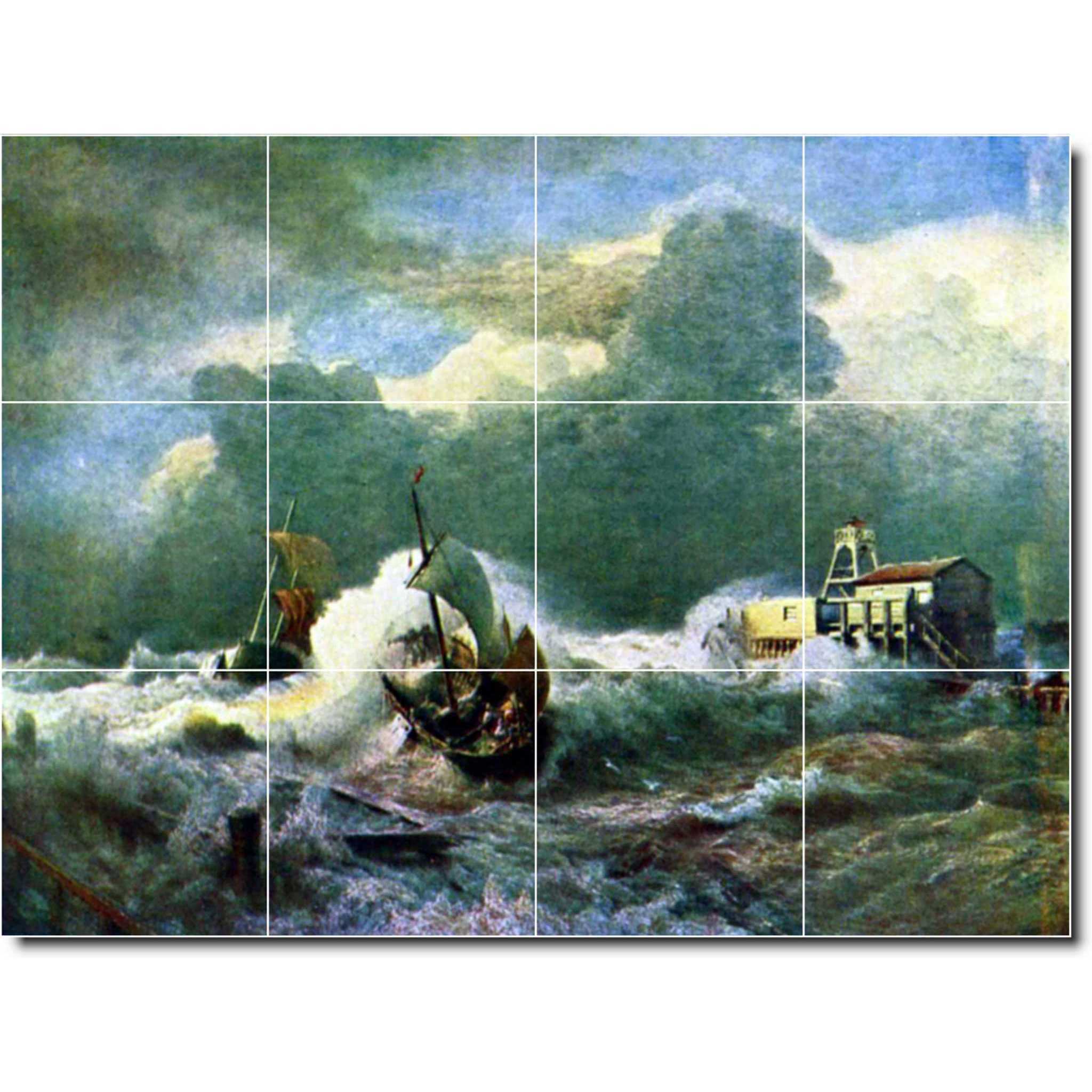 andreas achenbach waterfront painting ceramic tile mural p00011