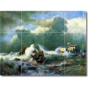 andreas achenbach waterfront painting ceramic tile mural p00011