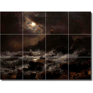 andreas achenbach waterfront painting ceramic tile mural p00015