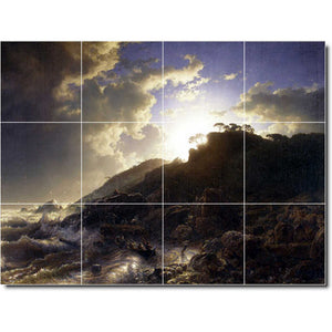 andreas achenbach waterfront painting ceramic tile mural p00020