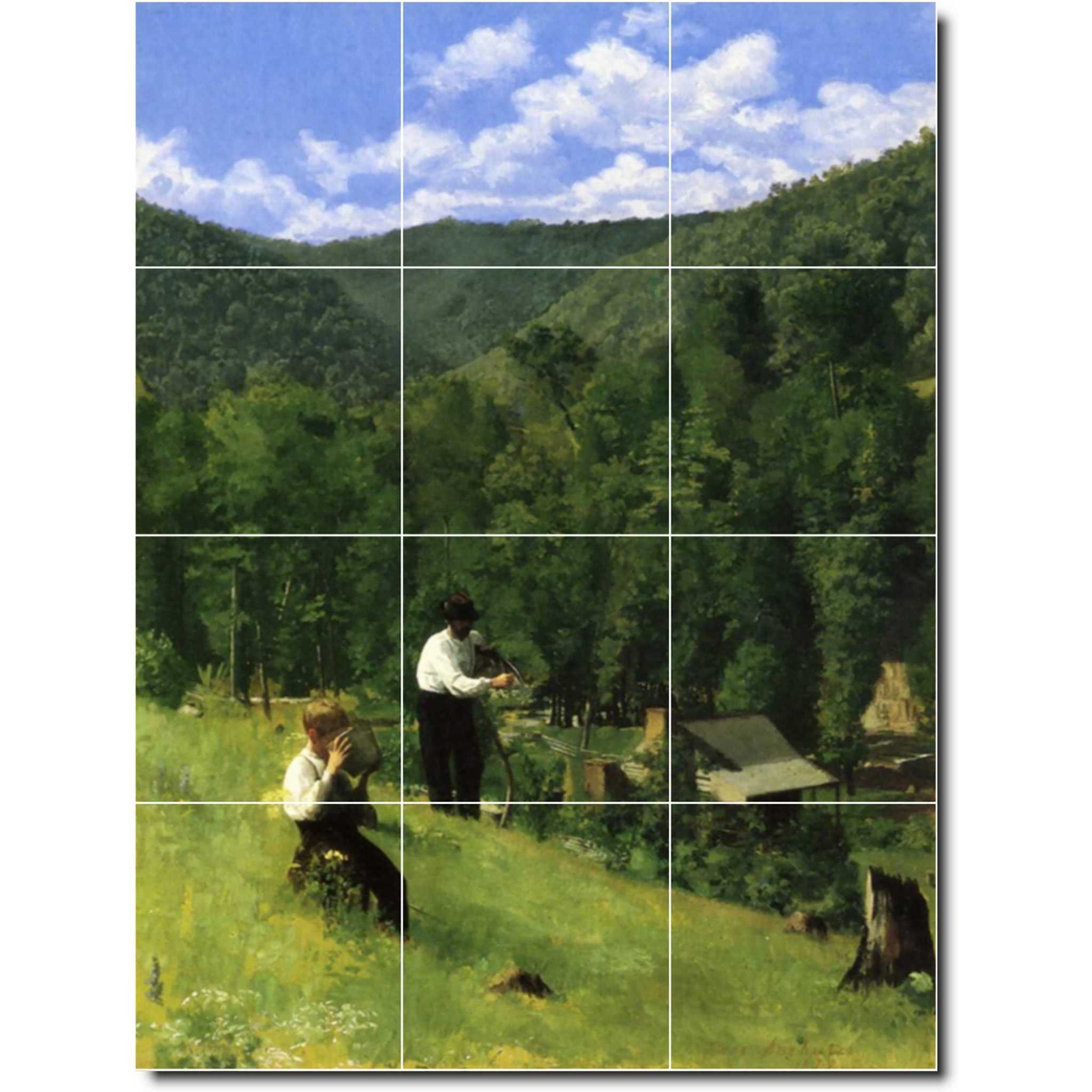 thomas anschutz country painting ceramic tile mural p00278