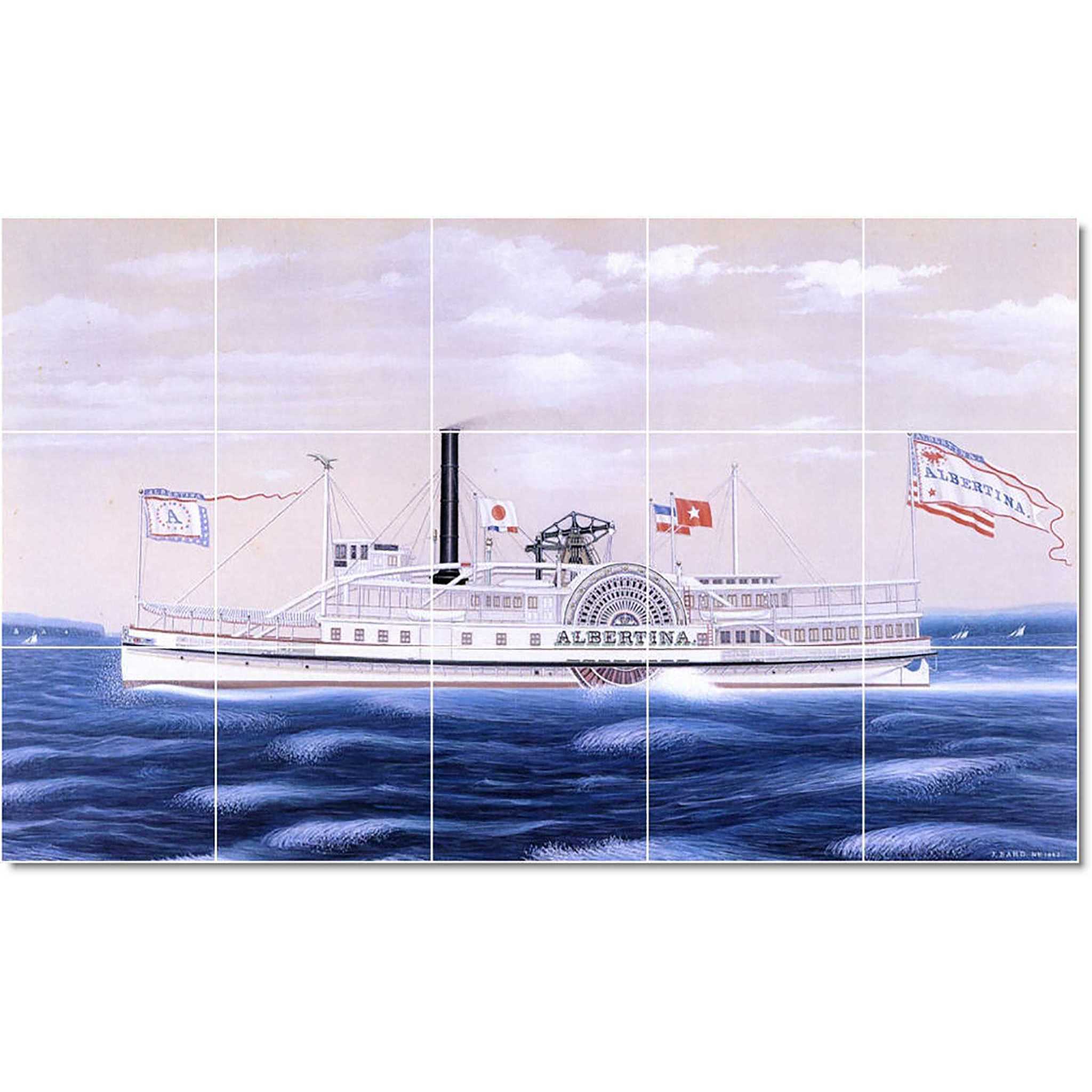 james bard boat ship painting ceramic tile mural p22038