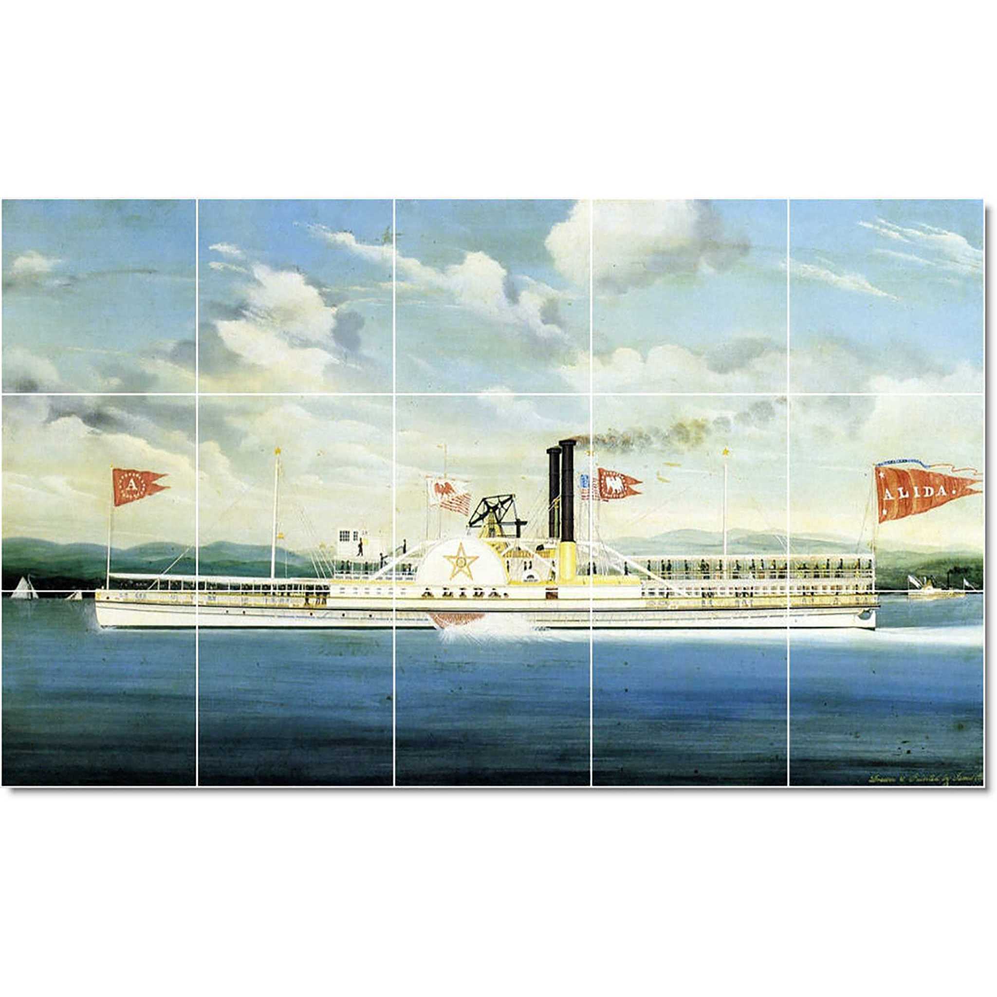 james bard boat ship painting ceramic tile mural p22039