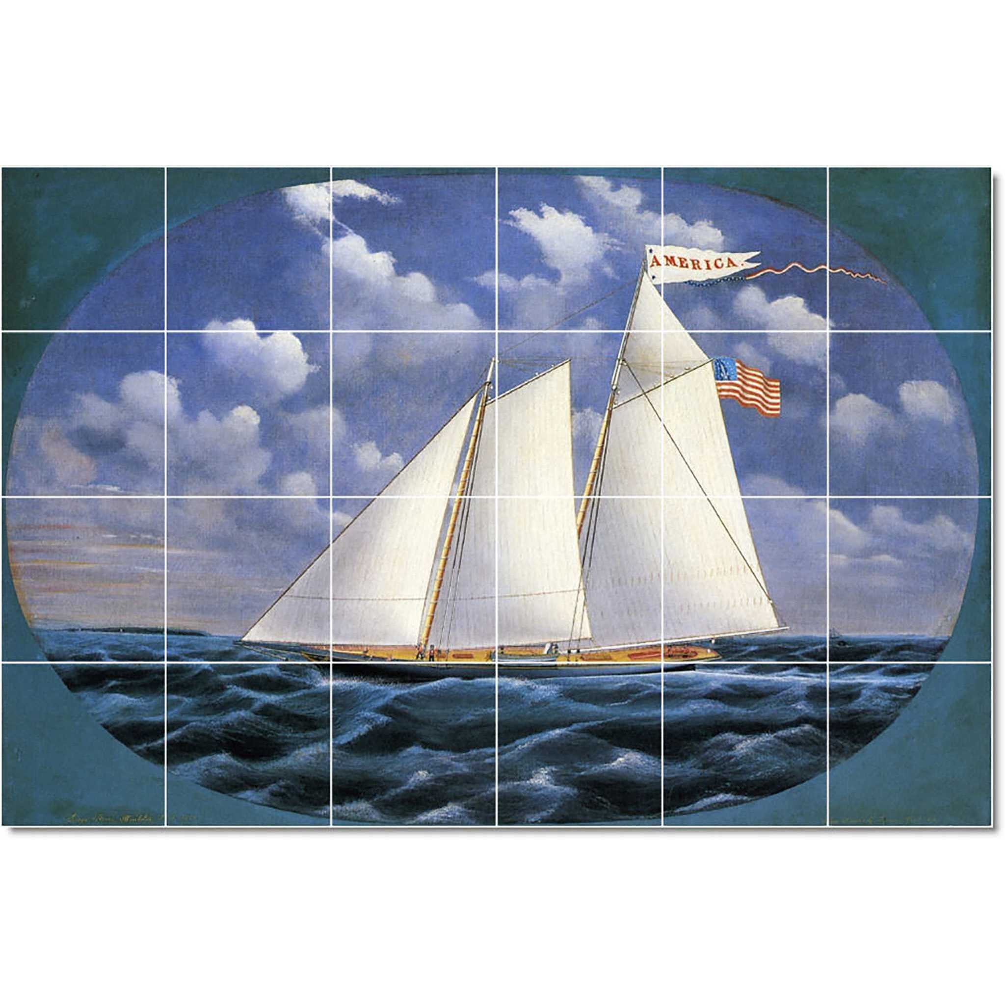 james bard boat ship painting ceramic tile mural p22043