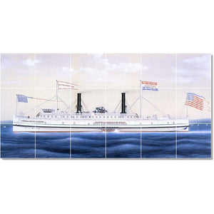 james bard boat ship painting ceramic tile mural p22055