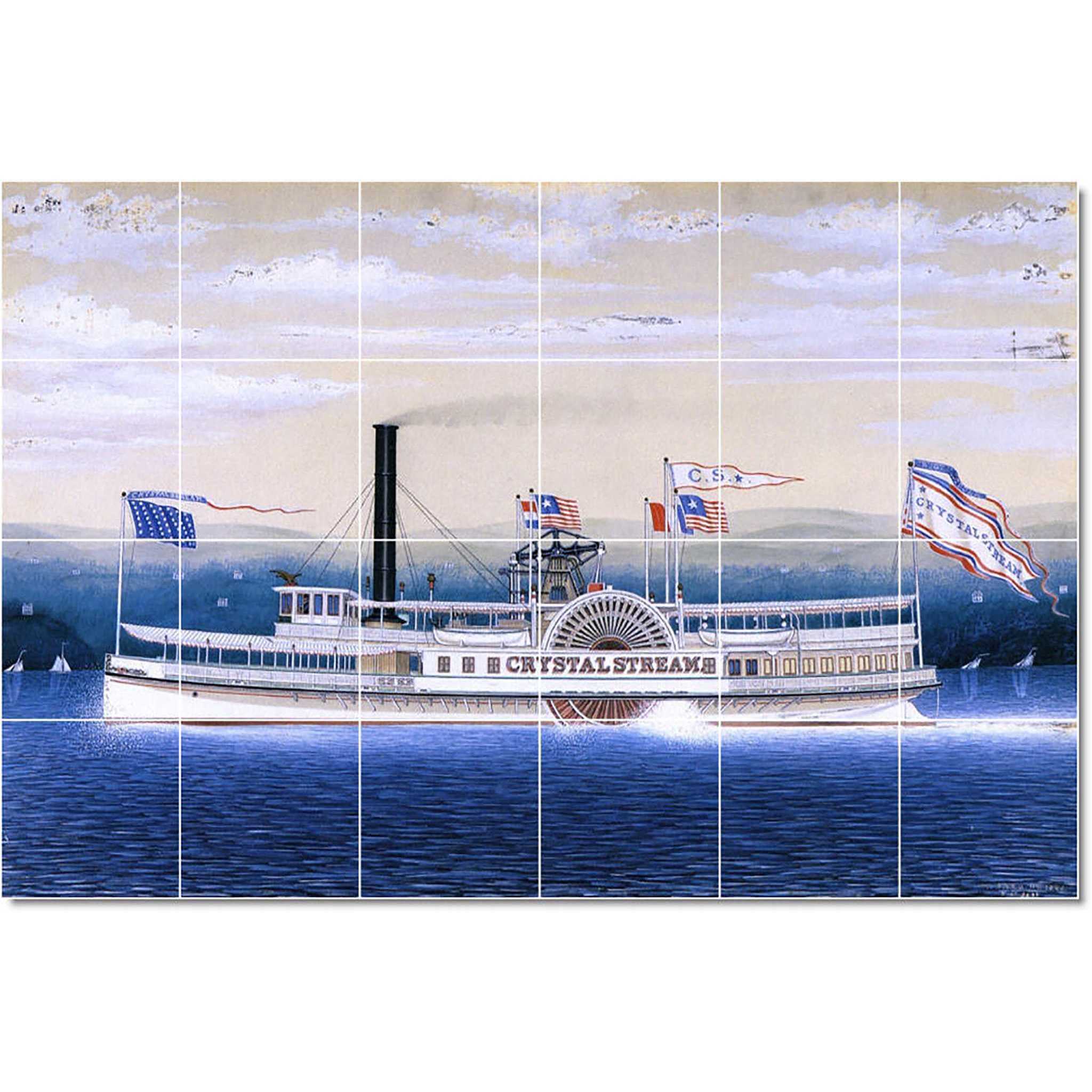 james bard boat ship painting ceramic tile mural p22060