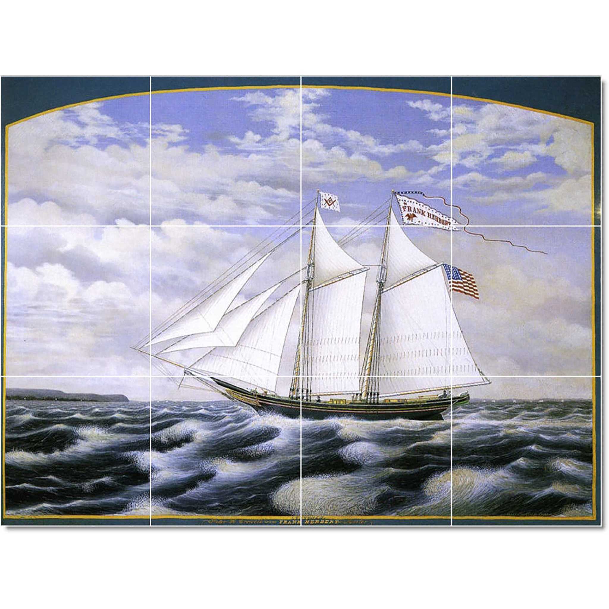 james bard boat ship painting ceramic tile mural p22066