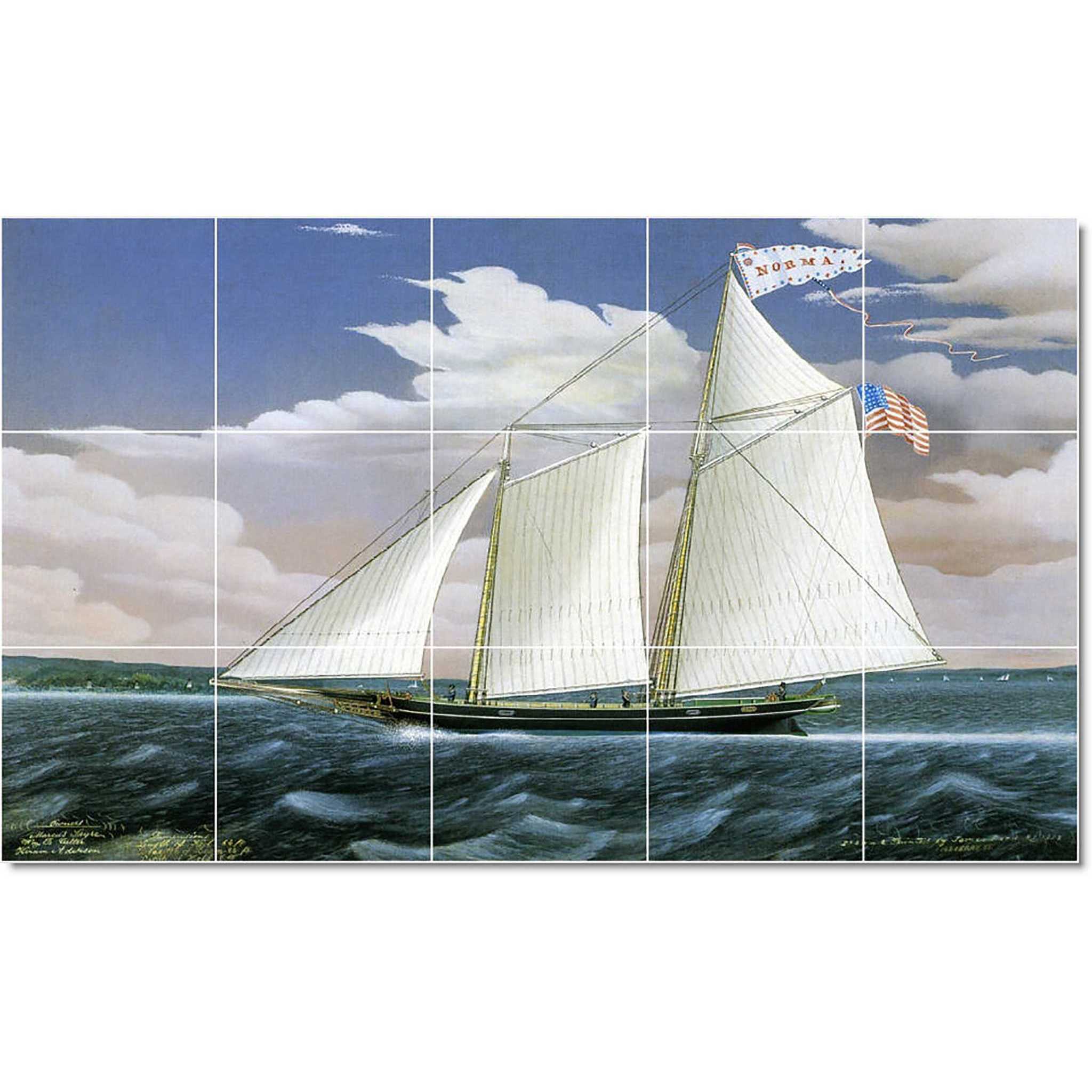 james bard boat ship painting ceramic tile mural p22090
