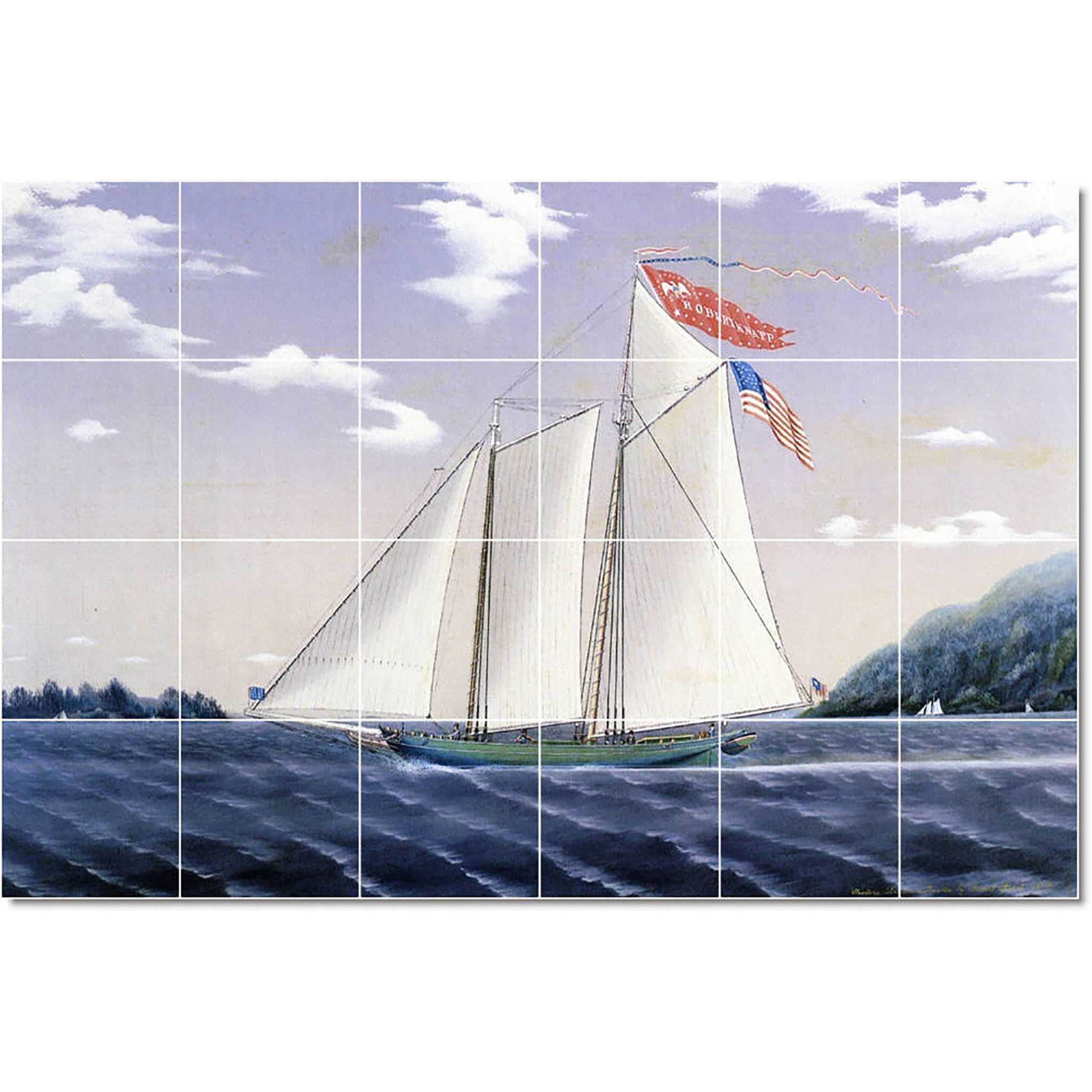 james bard boat ship painting ceramic tile mural p22099