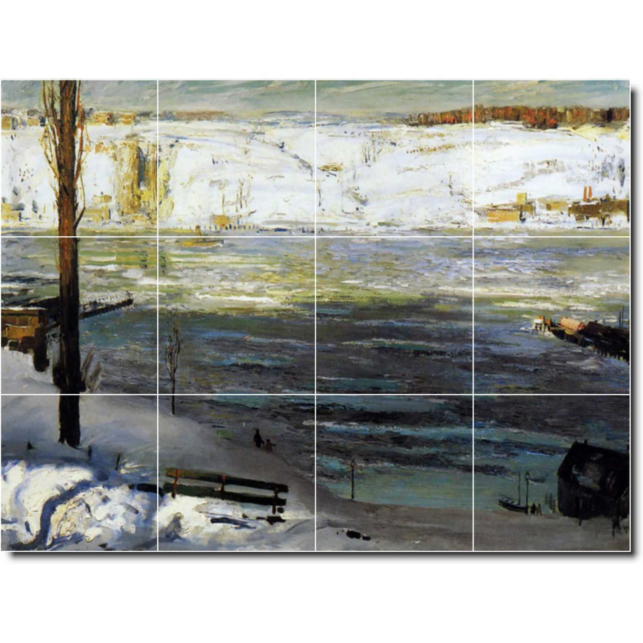 george bellows waterfront painting ceramic tile mural p00349