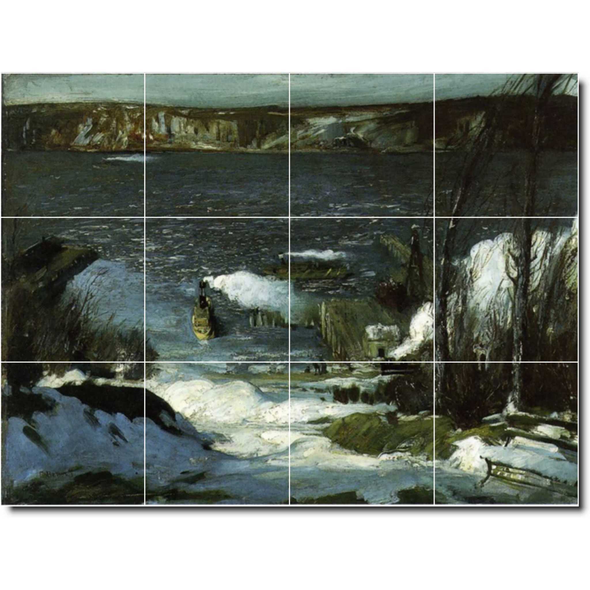 george bellows waterfront painting ceramic tile mural p00354