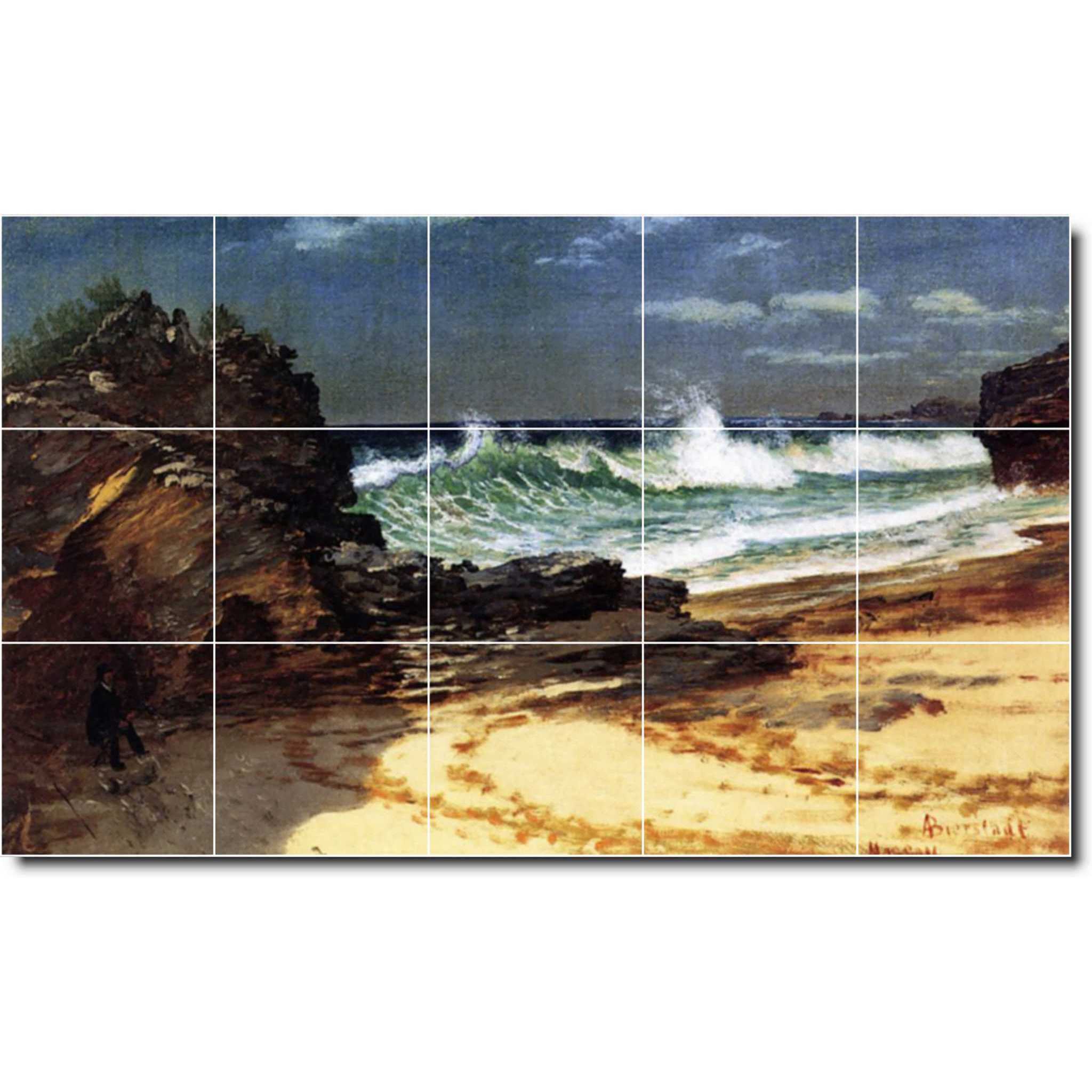 albert bierstadt waterfront painting ceramic tile mural p00374