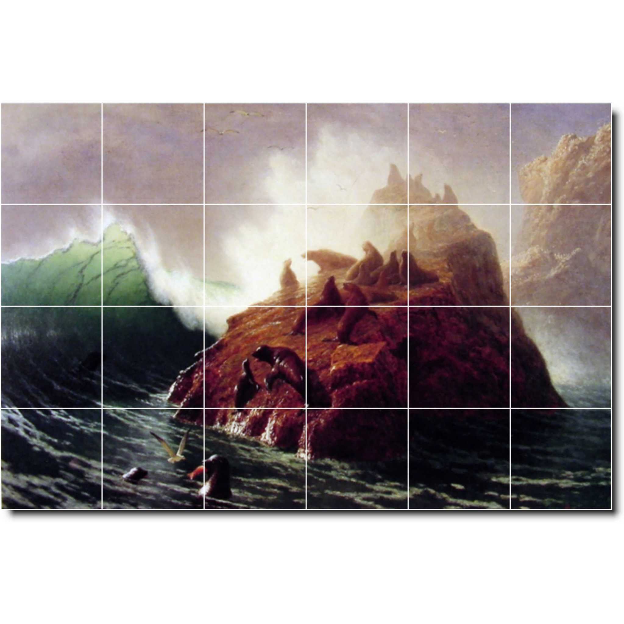 albert bierstadt waterfront painting ceramic tile mural p00505