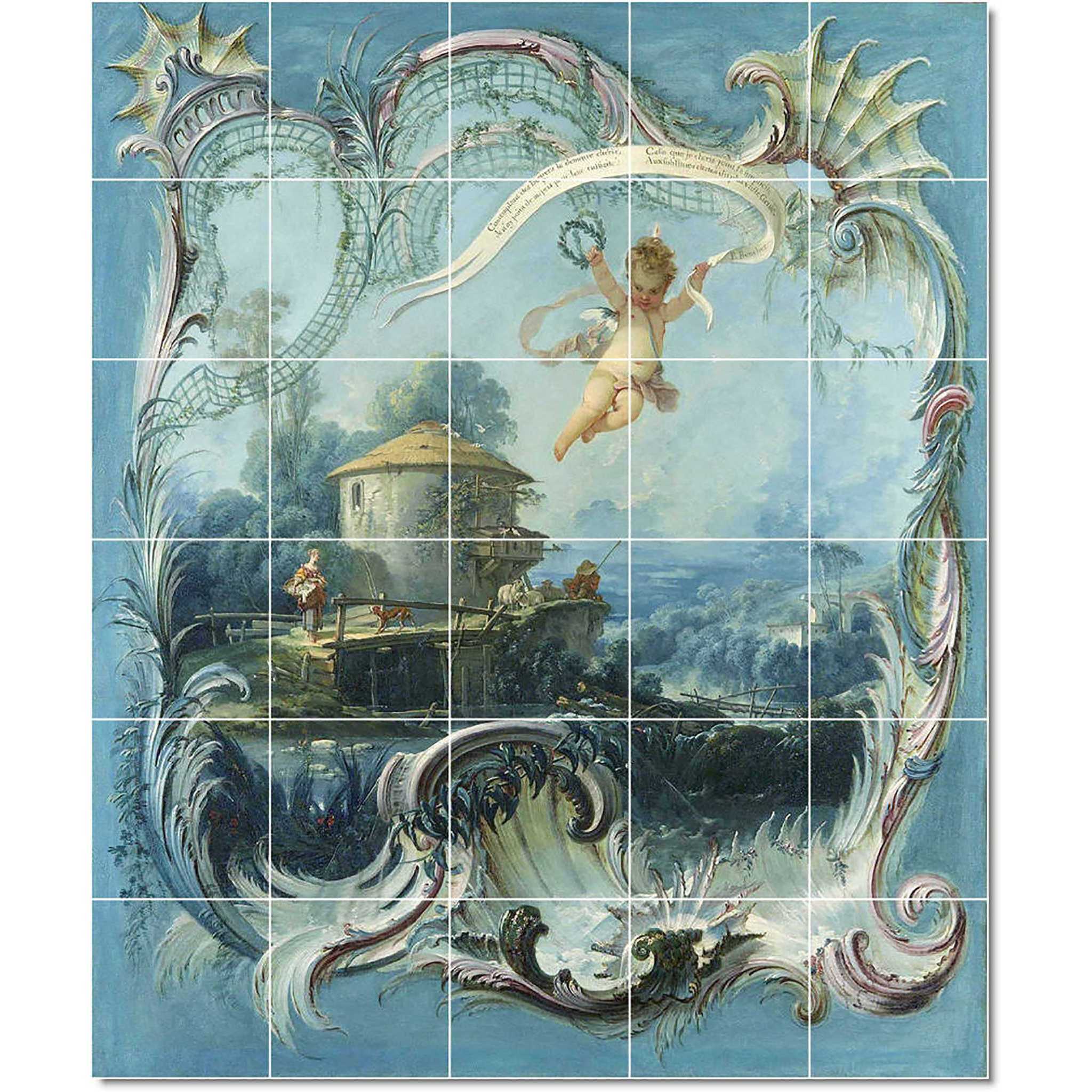 francois boucher angel painting ceramic tile mural p22149