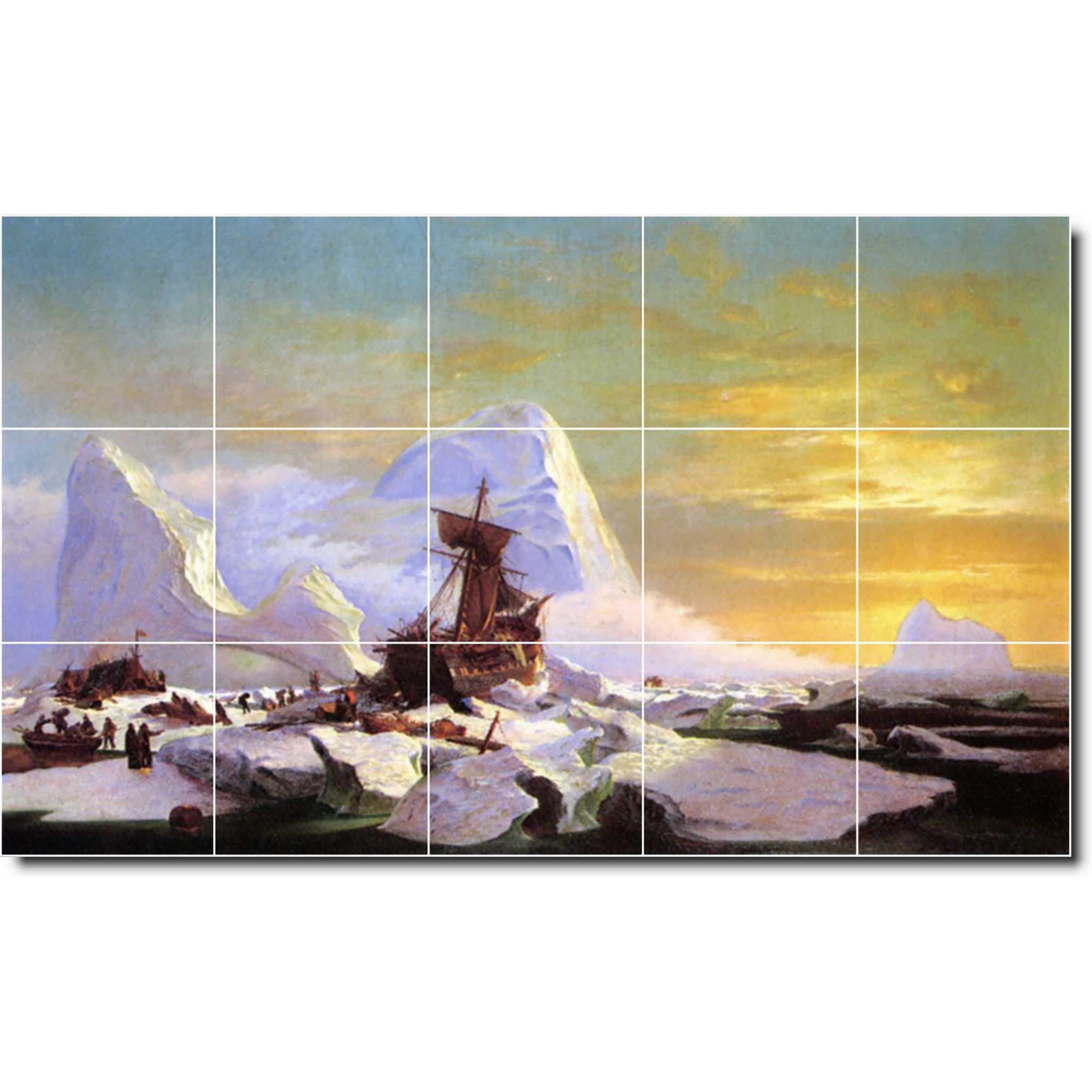 william bradford waterfront painting ceramic tile mural p00995