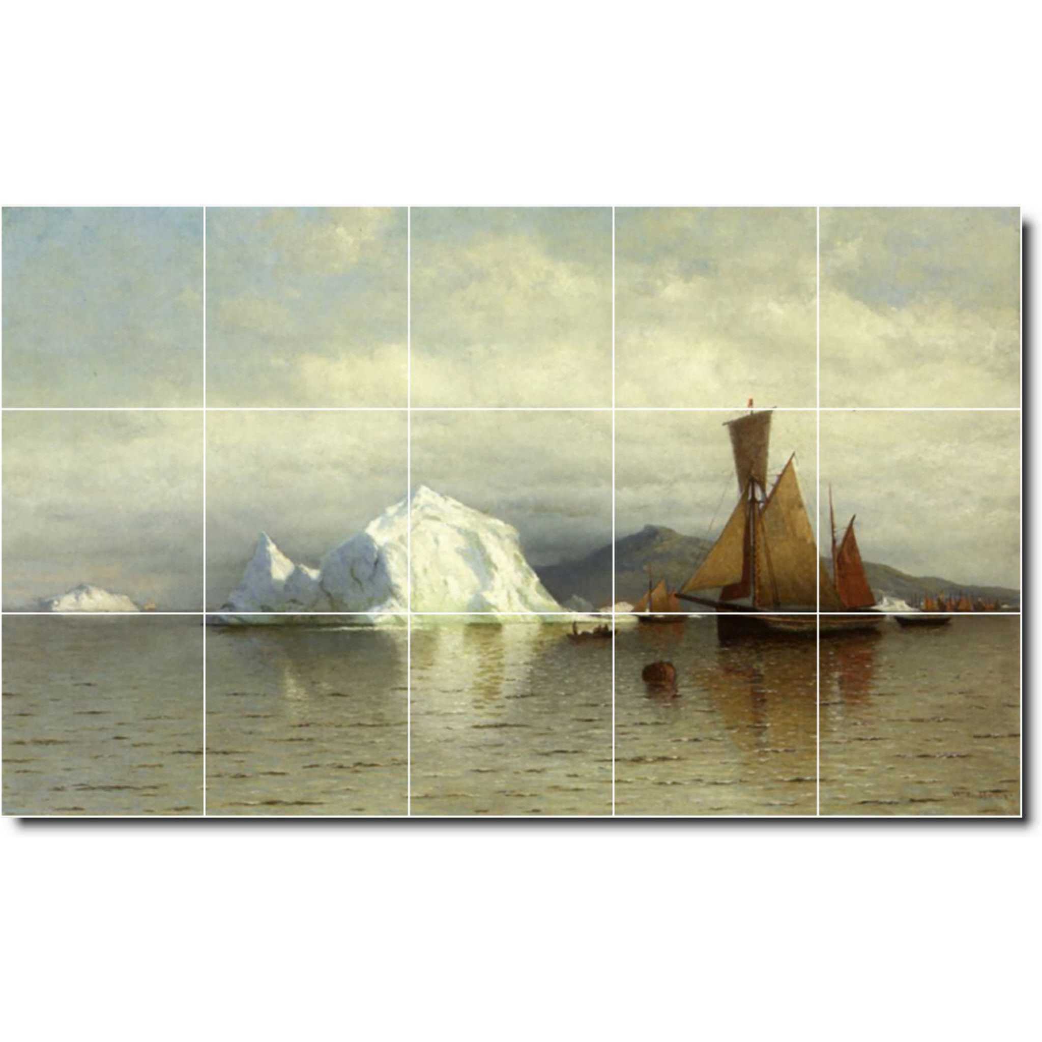 william bradford waterfront painting ceramic tile mural p01008