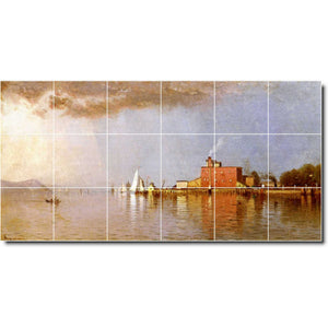 alfred bricher waterfront painting ceramic tile mural p01021