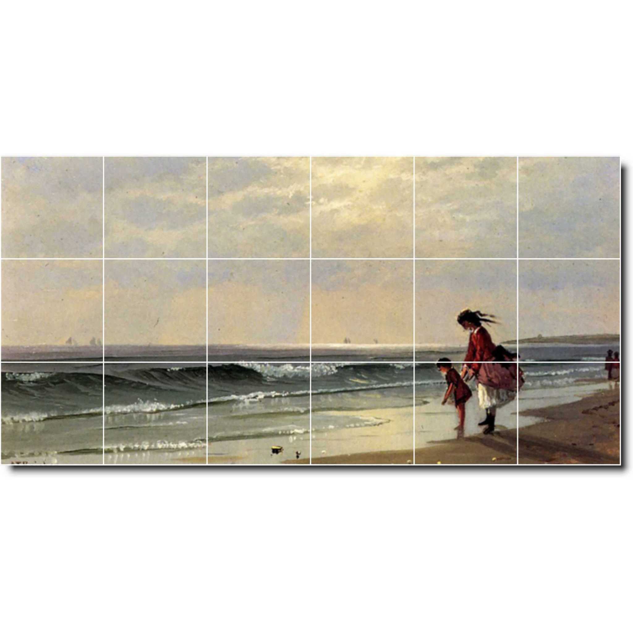 alfred bricher waterfront painting ceramic tile mural p01023