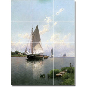 alfred bricher boat ship painting ceramic tile mural p01026