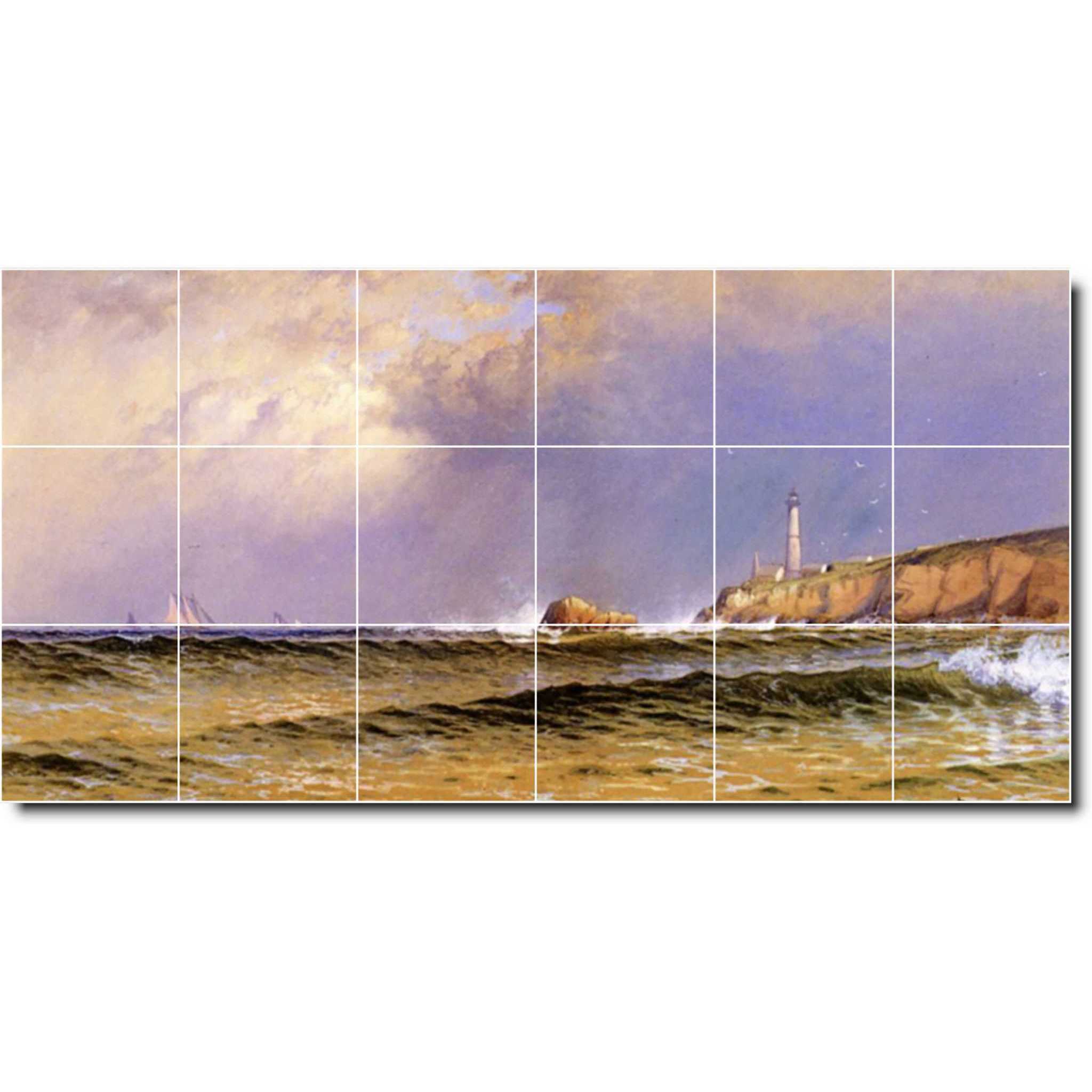alfred bricher waterfront painting ceramic tile mural p01034