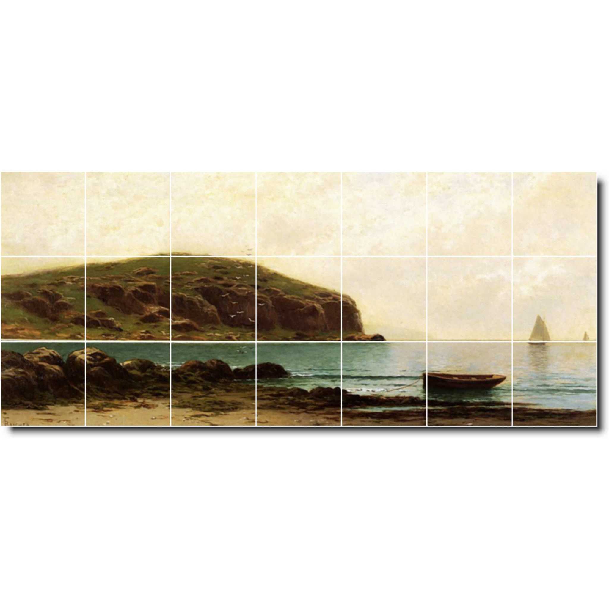 alfred bricher waterfront painting ceramic tile mural p01035