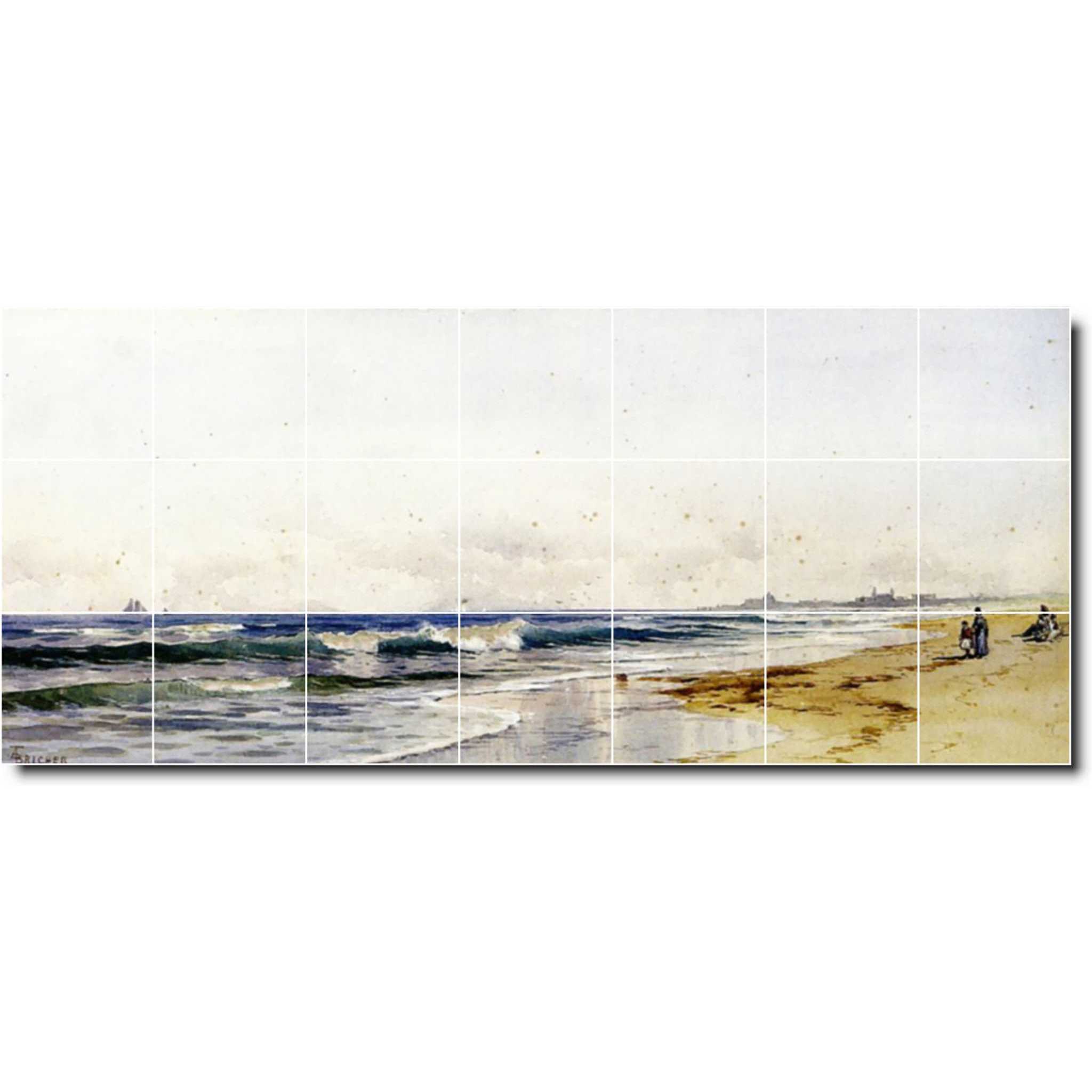 alfred bricher waterfront painting ceramic tile mural p01040
