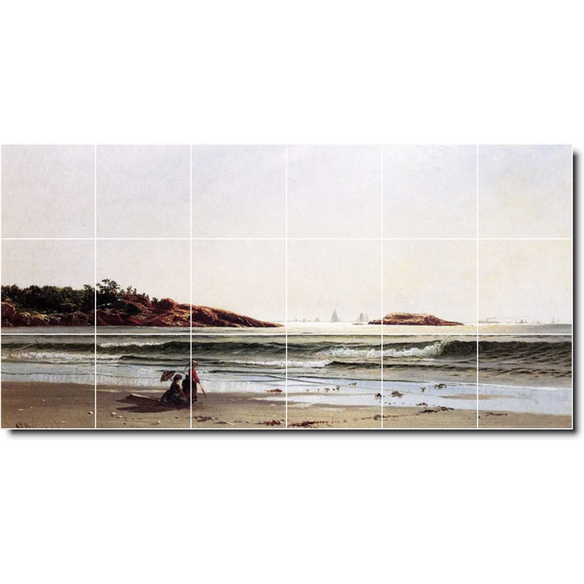 alfred bricher waterfront painting ceramic tile mural p01044