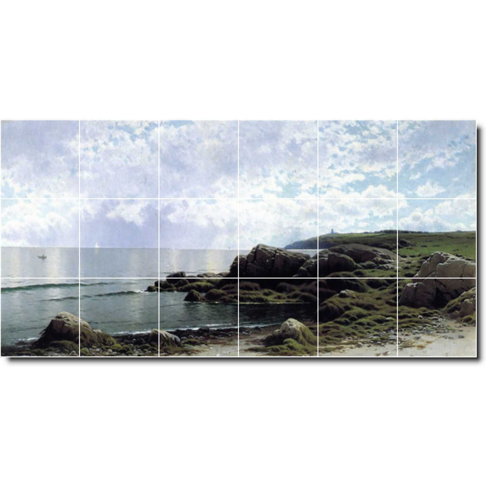 alfred bricher waterfront painting ceramic tile mural p01048