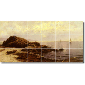 alfred bricher waterfront painting ceramic tile mural p01049