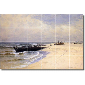 alfred bricher waterfront painting ceramic tile mural p01047