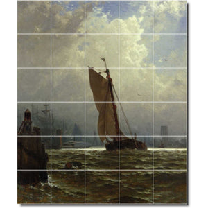 alfred bricher boat ship painting ceramic tile mural p01052