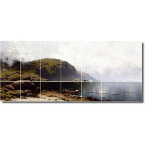 alfred bricher waterfront painting ceramic tile mural p01054
