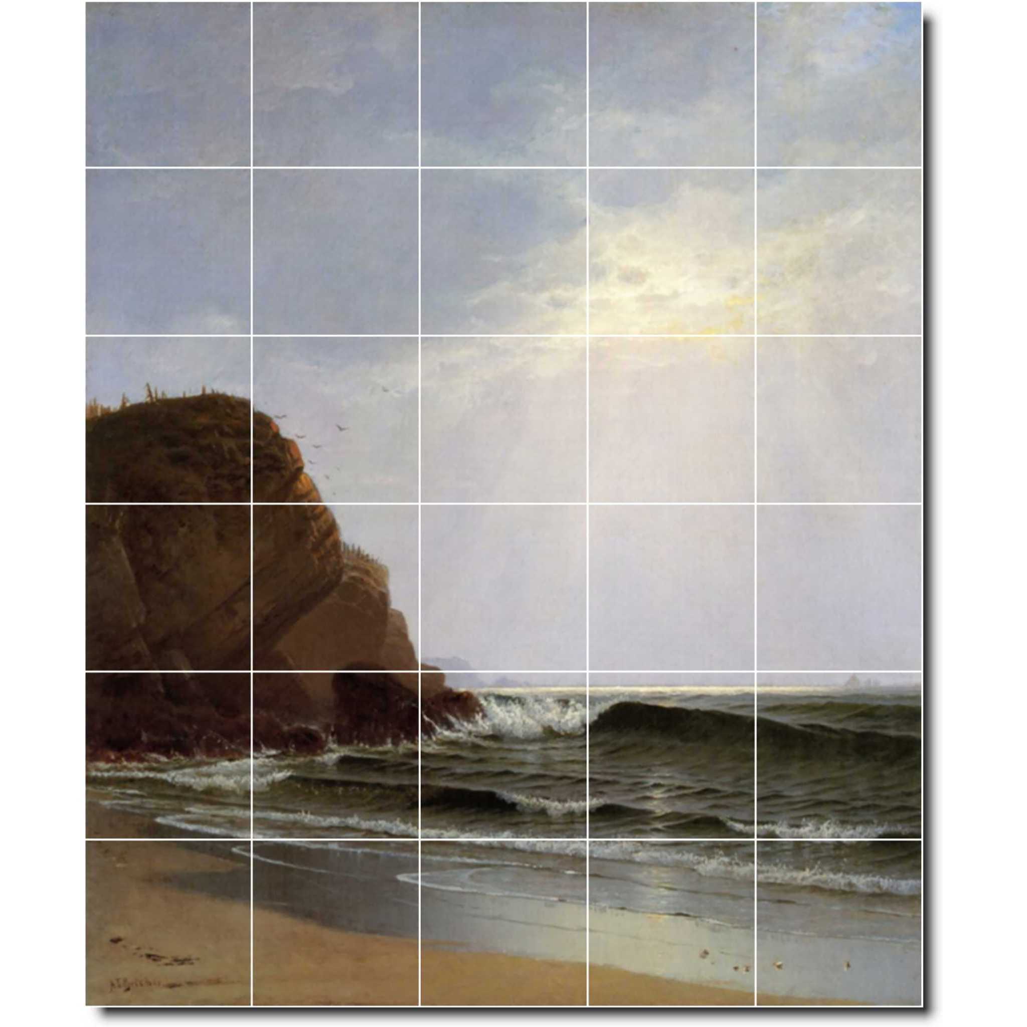 alfred bricher waterfront painting ceramic tile mural p01055