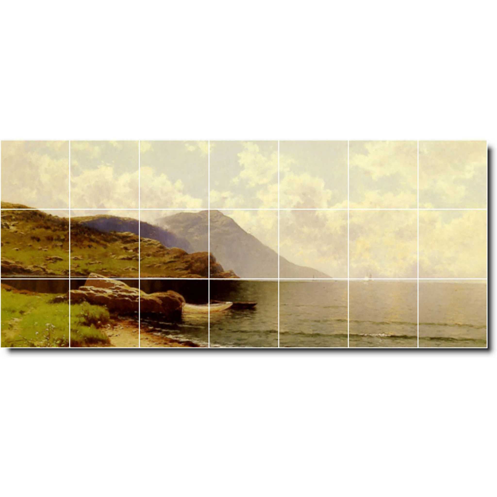 alfred bricher waterfront painting ceramic tile mural p01056