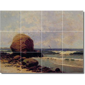 alfred bricher waterfront painting ceramic tile mural p01063