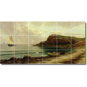 alfred bricher waterfront painting ceramic tile mural p01064
