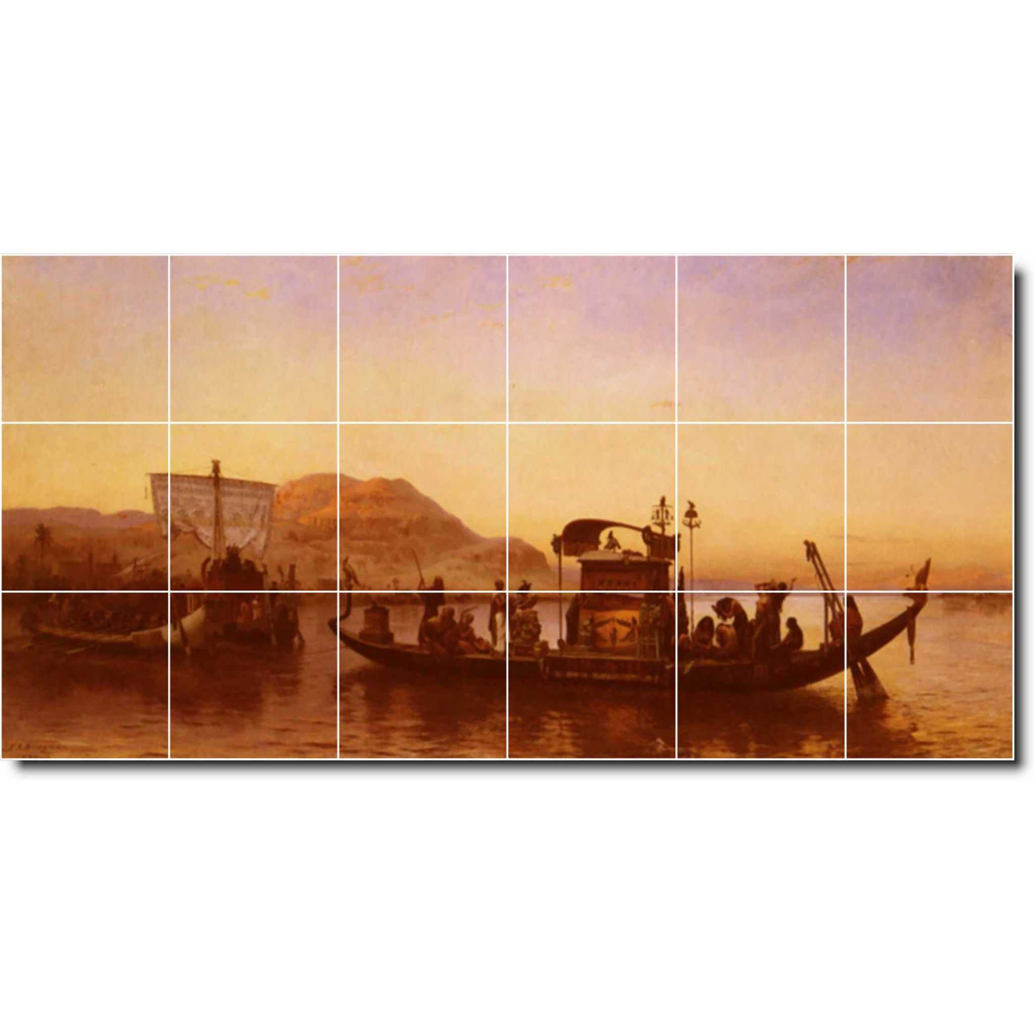 frederick bridgman village painting ceramic tile mural p01071