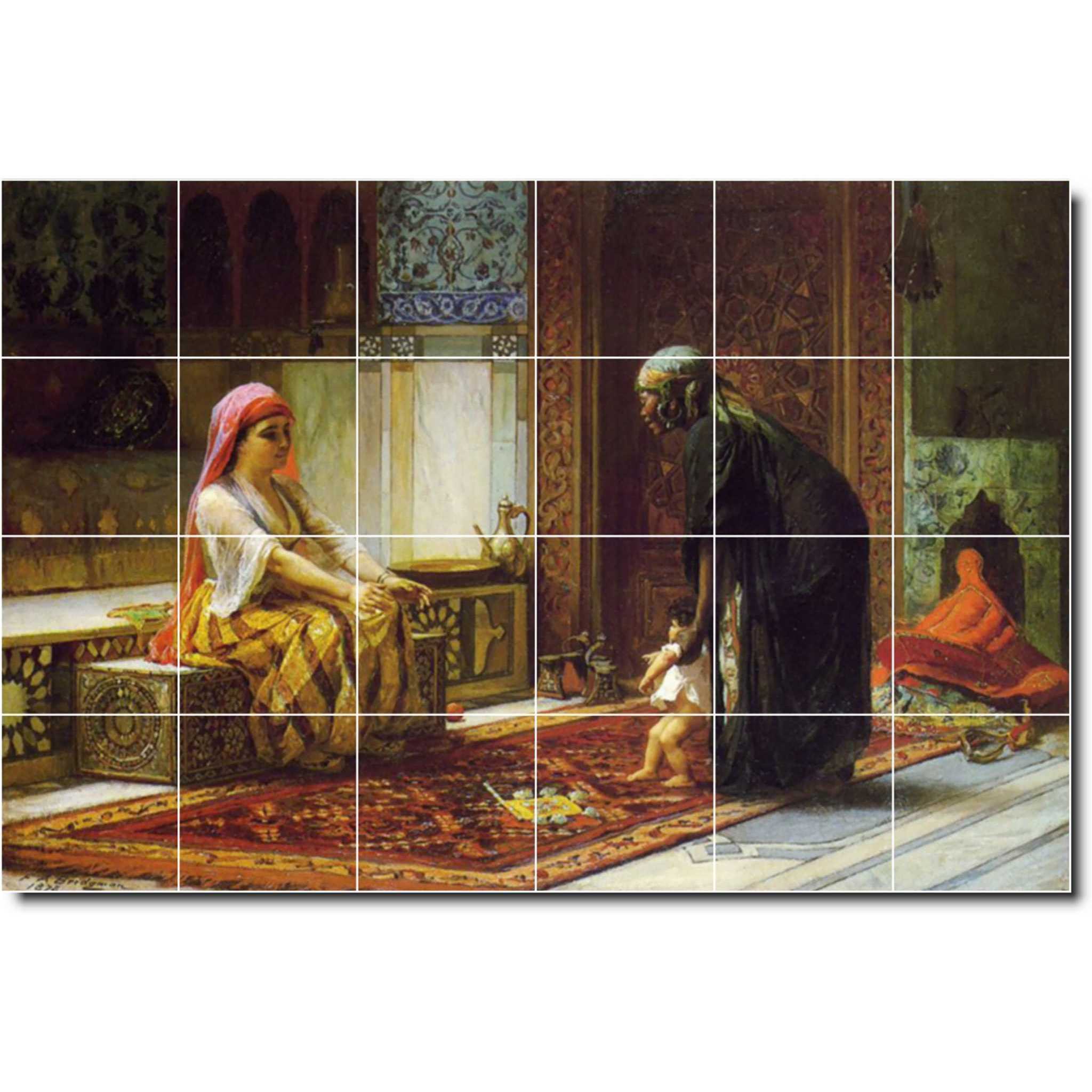 frederick bridgman country painting ceramic tile mural p01082