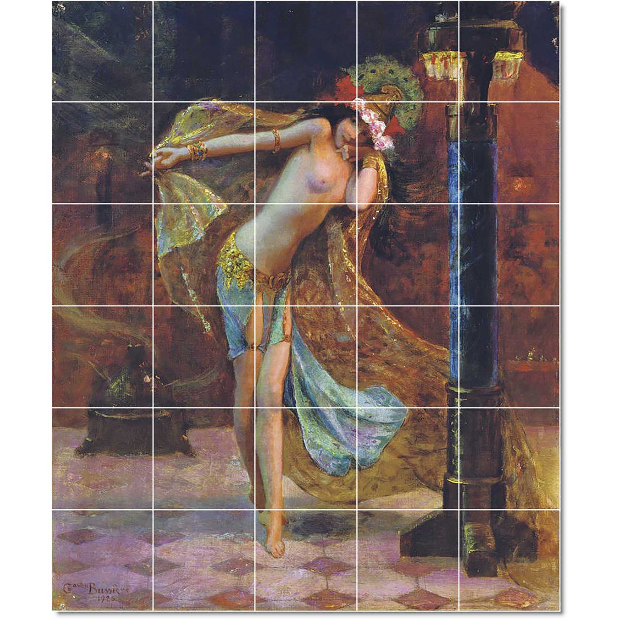 gaston bussiere nude painting ceramic tile mural p22162