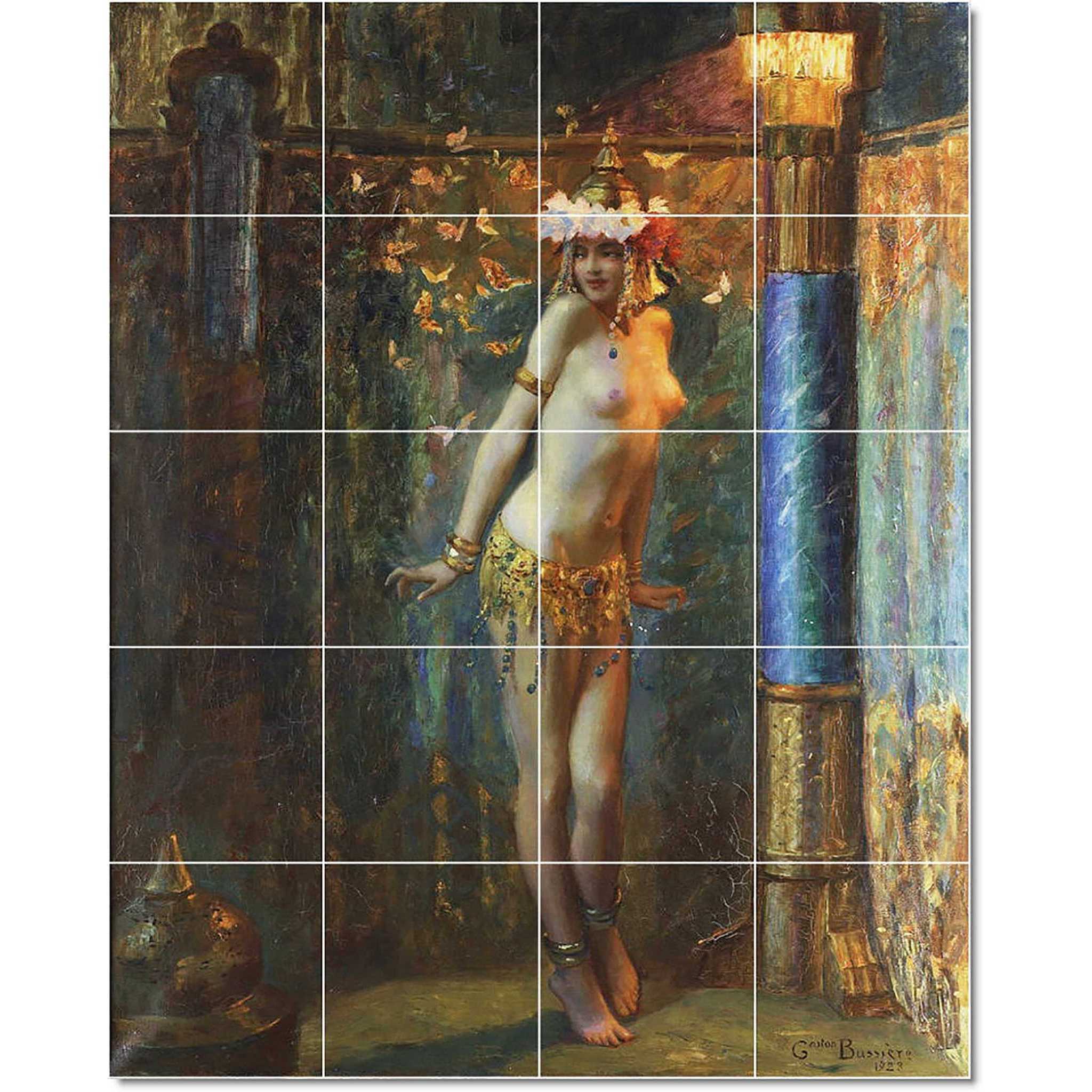 gaston bussiere nude painting ceramic tile mural p22163