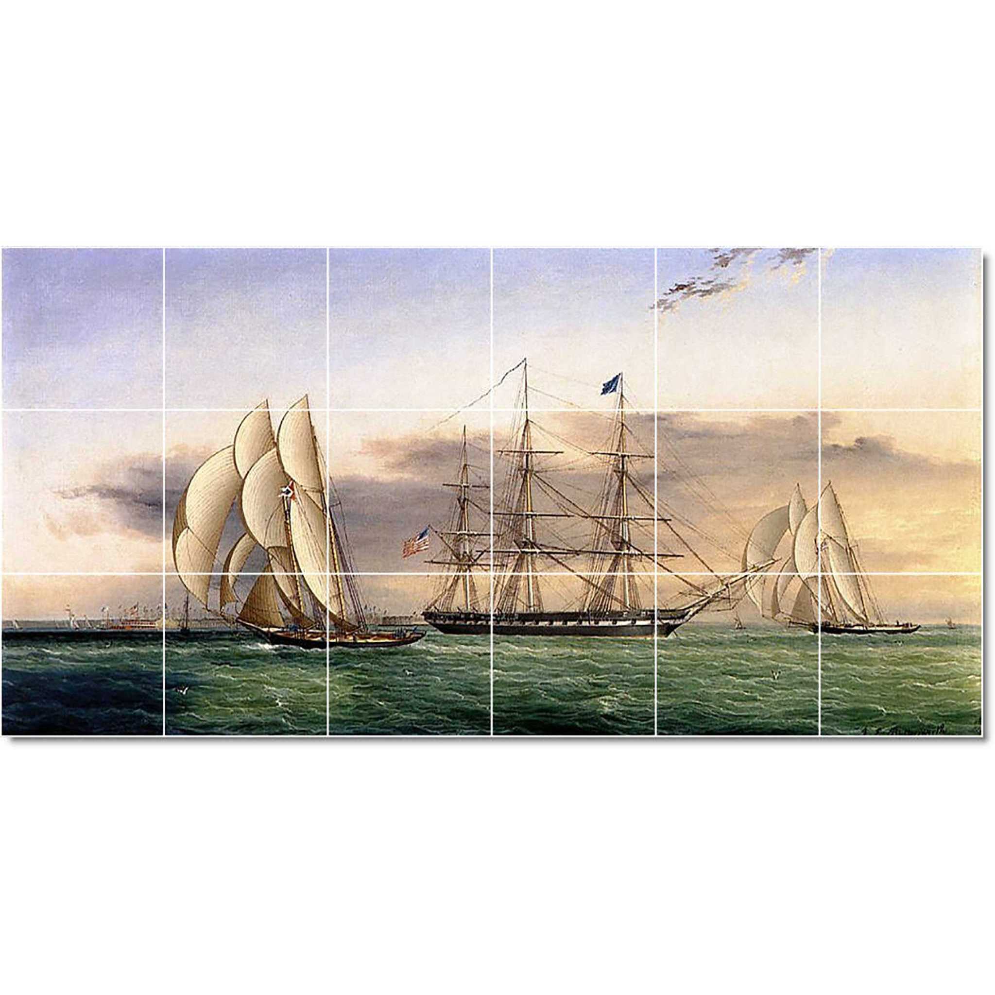 james buttersworth boat ship painting ceramic tile mural p22186