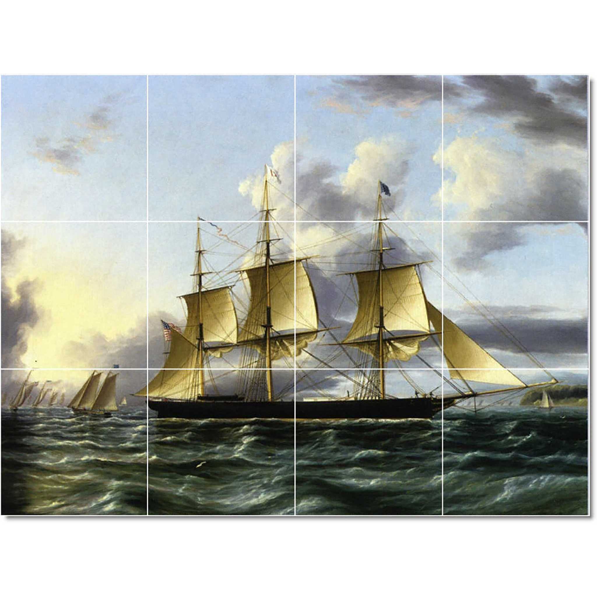 james buttersworth boat ship painting ceramic tile mural p22187